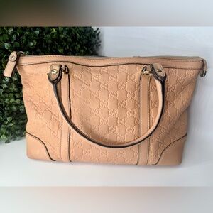 A- condition Gucci light pink leather Lovely Heart-Shaped tote bag + COA